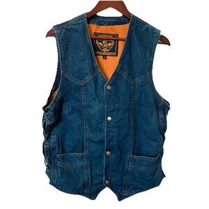 Milwaukee Performance Apparel Vest Mens M Denim Side Lace -up Motorcycle Biker
